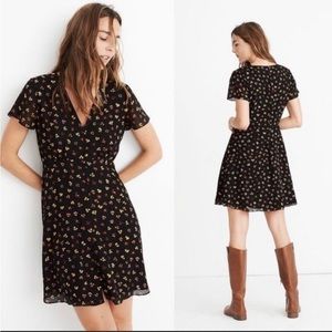 Madewell Silk Button-Front Swing Dress in Feline Floral 4